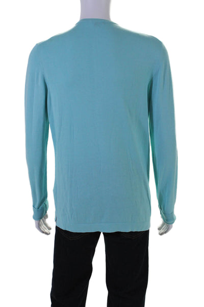 Vilebrequin Mens Long Sleeves Pullover V Neck Sweater Blue Cotton Size EUR 50