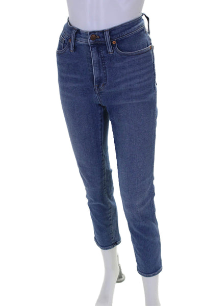 Madewell Womens Cotton Buttoned Slim Straight Zipped Jeans Blue Size EUR26