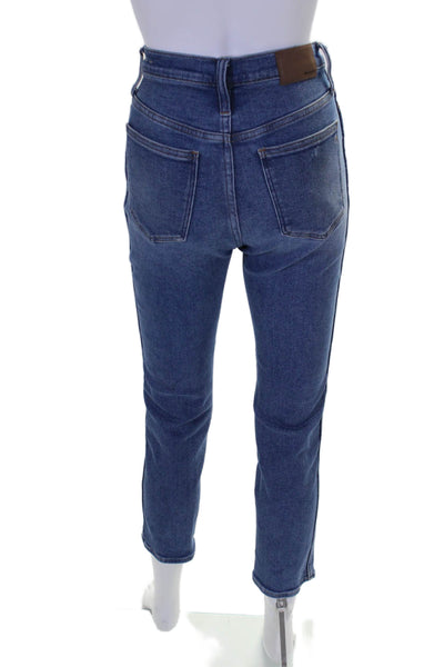 Madewell Womens Cotton Buttoned Slim Straight Zipped Jeans Blue Size EUR26