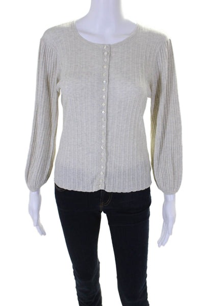 Cotton By Autumn Cashmere Womens Cotton Ribbed Buttoned-Up Top Beige Size M