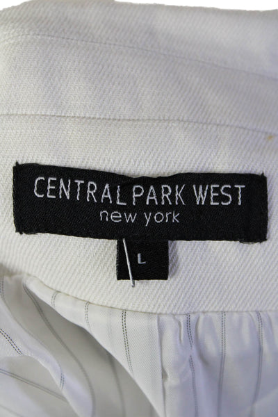 Central Park West Womens Notched Lapel One Button Blazer White Size 4