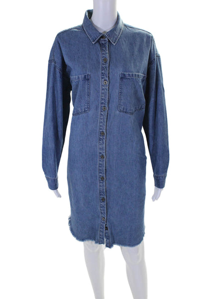 Rails Womens Long Sleeve Collared Button Down Dress Blue Size Small