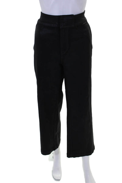 Paige Womens Coated Mid Rise Straight Leg Pants Black Size 31