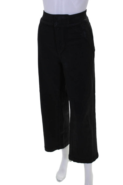 Paige Womens Coated Mid Rise Straight Leg Pants Black Size 31