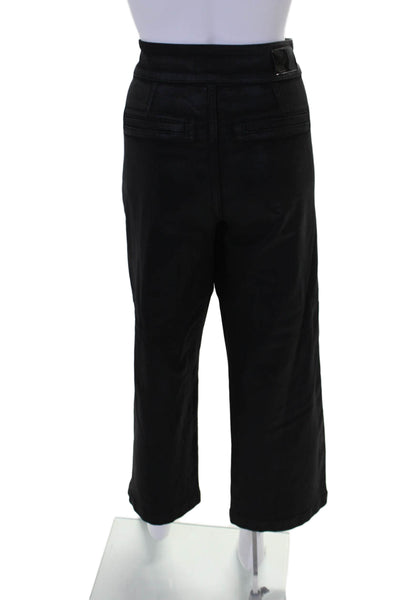 Paige Womens Coated Mid Rise Straight Leg Pants Black Size 31