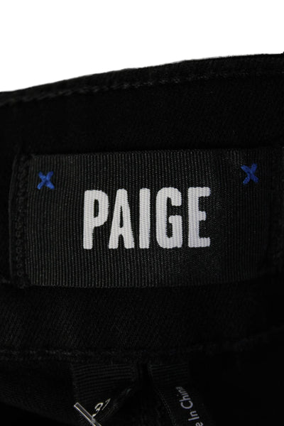 Paige Womens Coated Mid Rise Straight Leg Pants Black Size 31