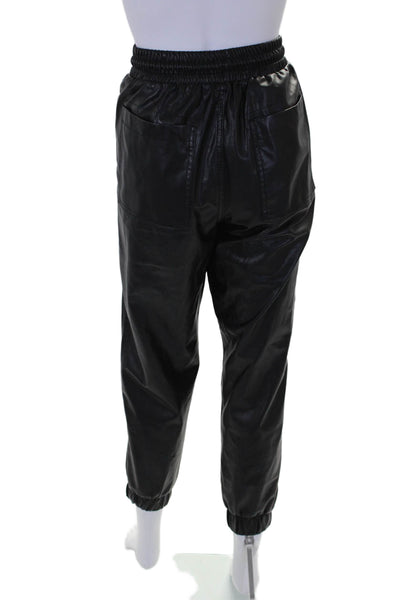 Blank NYC Womens Faux Leather Drawstring Waist Joggers Black Size 30