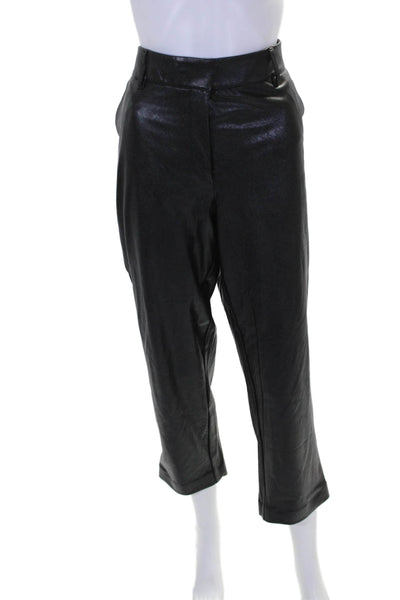 Commando Womens Faux Leather High Rise Straight Leg Pants Black Size L