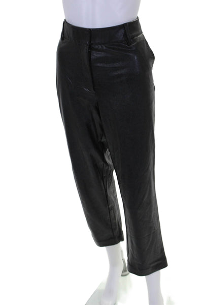 Commando Womens Faux Leather High Rise Straight Leg Pants Black Size L