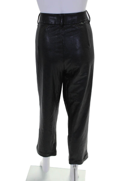 Commando Womens Faux Leather High Rise Straight Leg Pants Black Size L