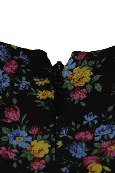 Saint Laurent Womens Floral Print Short Sleeves A Line Dress Black Size EUR 36