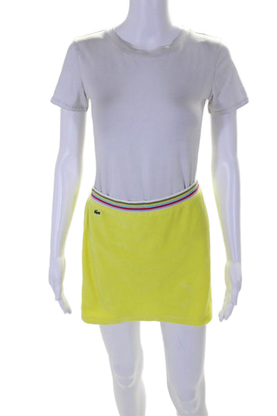 Lacoste Womens Velour Pull On Mini Skirt Bright Sun Yellow Size EUR 36