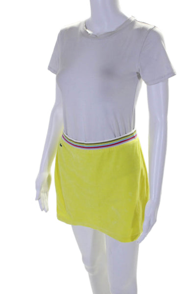 Lacoste Womens Velour Pull On Mini Skirt Bright Sun Yellow Size EUR 36