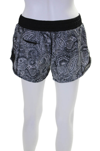 Lululemon Womens Paisley Floral Print Low Rise Shorts Navy Blue White Size 4