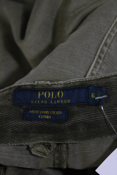 Polo Ralph Lauren Womens Cotton Low Rise Quin Boyfriend Chino Pants Green Size 6