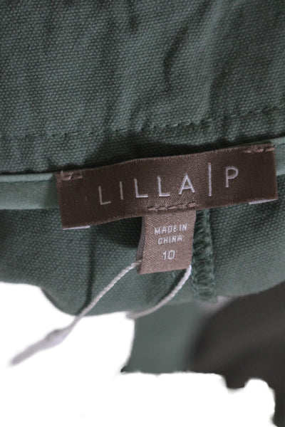 Lilla P Womens High Rise Belted Canvas Shorts Seagrass Green Cotton Size 10