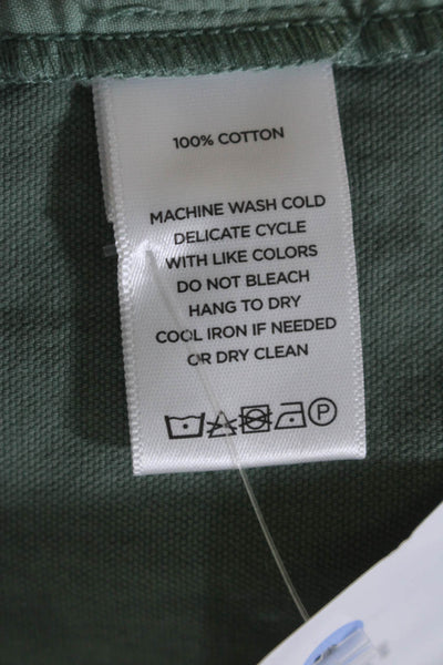 Lilla P Womens High Rise Belted Canvas Shorts Seagrass Green Cotton Size 10