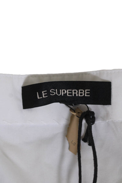 Le Superbe Womens Long Sleeves Off The Shoulder Blouse White Cotton Size 2