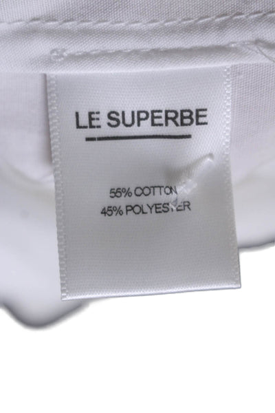 Le Superbe Womens Long Sleeves Off The Shoulder Blouse White Cotton Size 2