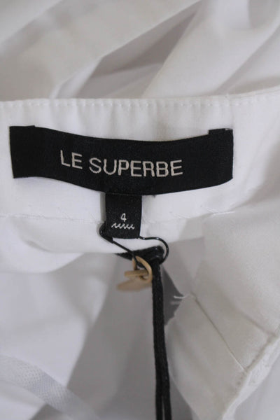 Le Superbe Womens Long Sleeves Off The Shoulder Blouse White Cotton Size 4