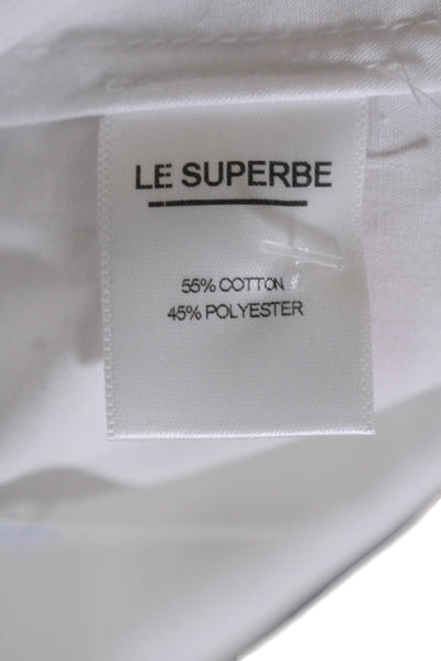 Le Superbe Womens Long Sleeves Off The Shoulder Blouse White Cotton Size 4