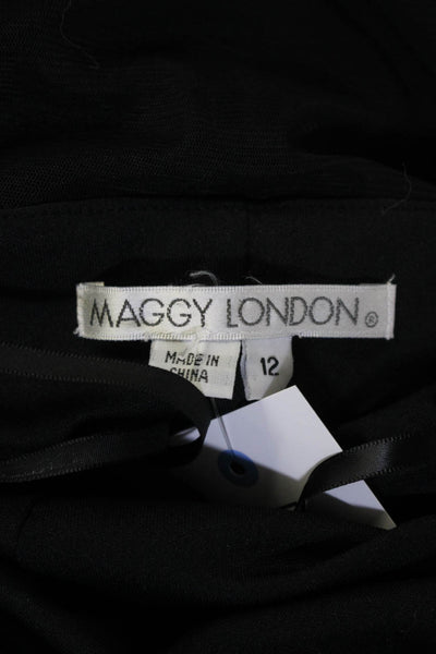 Maggy London Women's Square Neck Short Sleeves A-Line Mini Dress Black Size 12