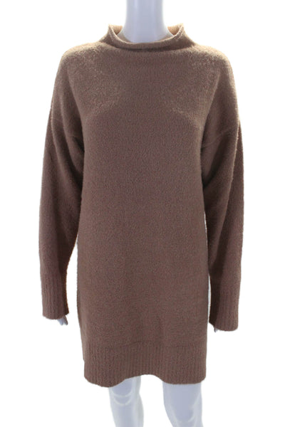 Melissa Nepton Womens Long Sleeve Mock Neck Knit Sweater Dress Brown Size Small