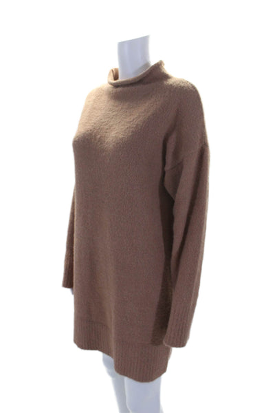 Melissa Nepton Womens Long Sleeve Mock Neck Knit Sweater Dress Brown Size Small