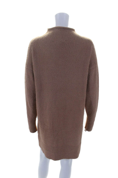 Melissa Nepton Womens Long Sleeve Mock Neck Knit Sweater Dress Brown Size Small