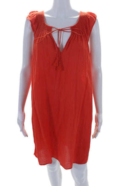 J Crew Womens Sleeveless Keyhole Mini Shift Dress Salmon Pink Cotton Size Small