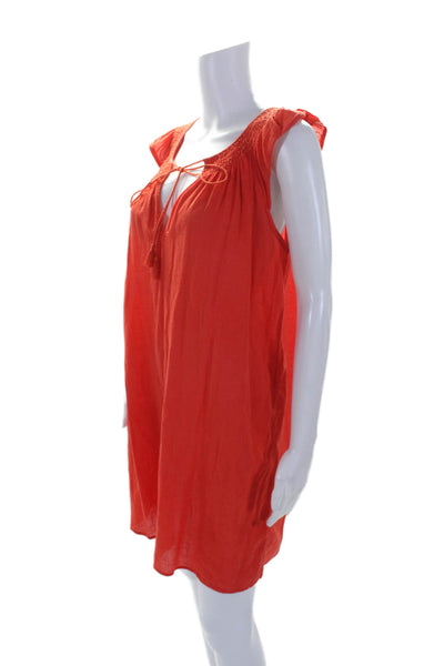 J Crew Womens Sleeveless Keyhole Mini Shift Dress Salmon Pink Cotton Size Small