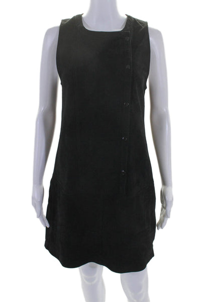 Elizabeth and James Womens Sleeveless Scoop Neck Mini Suede Dress Black Size 2