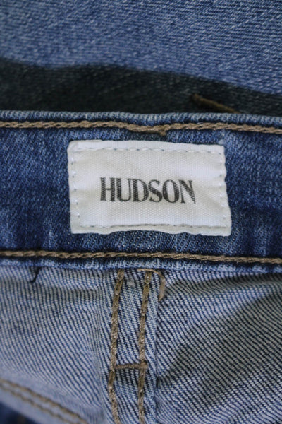 Hudson Womens Zipper Fly Noa Mid Rise Straight Leg Jeans Blue Denim Size 28