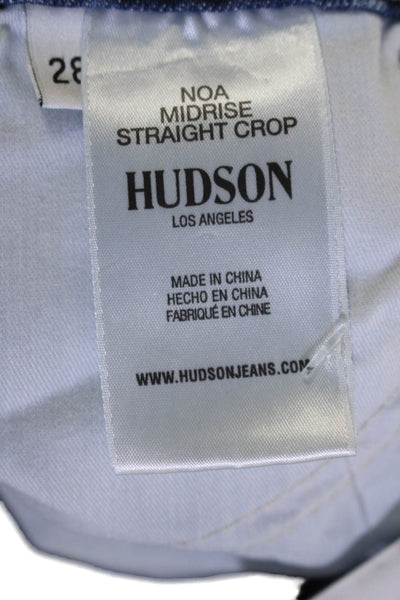 Hudson Womens Zipper Fly Noa Mid Rise Straight Leg Jeans Blue Denim Size 28