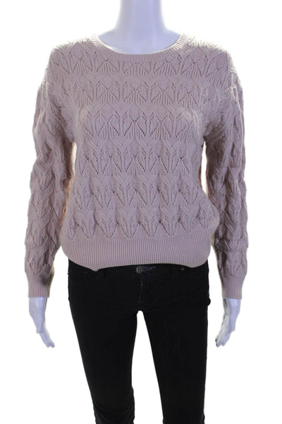 Catherine Malandrino Womens Knit Crew Neck Long Sleeves Sweater Beige Size Mediu