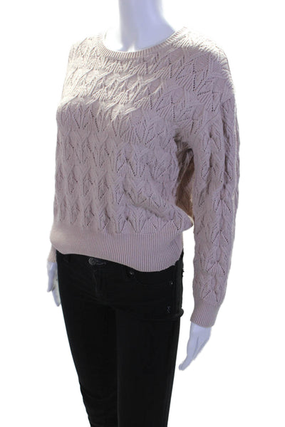 Catherine Malandrino Womens Knit Crew Neck Long Sleeves Sweater Beige Size Mediu