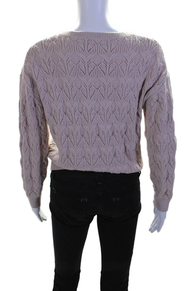 Catherine Malandrino Womens Knit Crew Neck Long Sleeves Sweater Beige Size Mediu