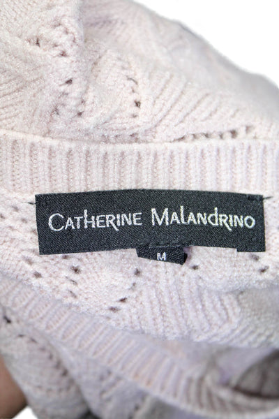 Catherine Malandrino Womens Knit Crew Neck Long Sleeves Sweater Beige Size Mediu