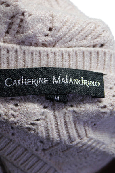 Catherine Malandrino Womens Knit Crew Neck Long Sleeves Sweater Beige Size Mediu