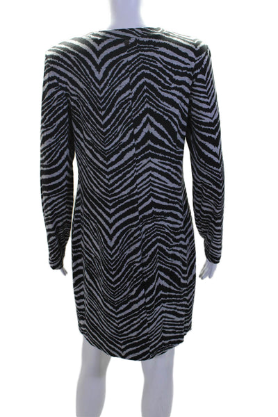 Trina Turk Womens Animal Print Long Sleeves Shirt Dress Black Grey Size Large