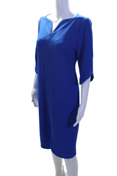 Calvin Klein Womens 3/4 Sleeves Front Slit Pencil Dress Cobalt Blue Size 10