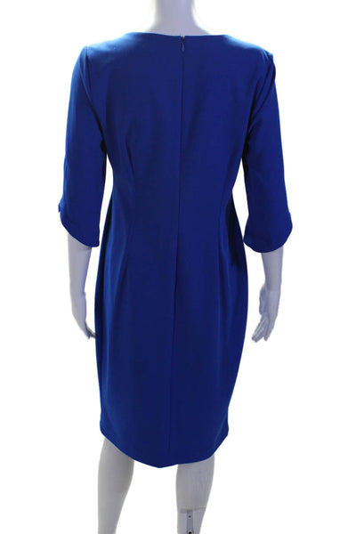 Calvin Klein Womens 3/4 Sleeves Front Slit Pencil Dress Cobalt Blue Size 10