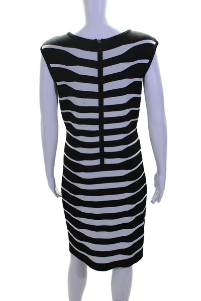 Calvin Klein Womens Sleeveless Stretch Body Con Dress Black White Size Medium