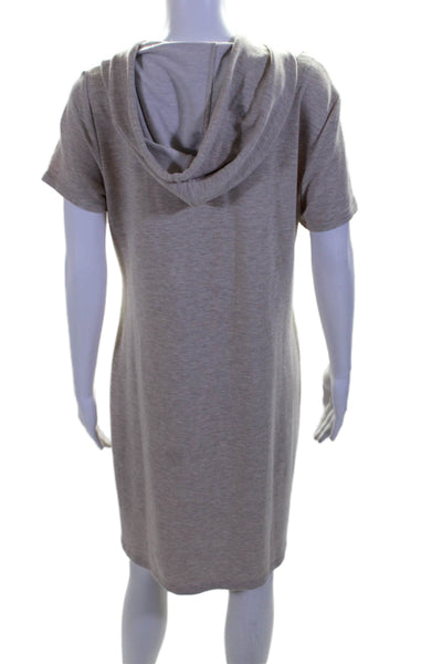 Calvin Klein Womens short Sleeves Hooded Sweater Dress Beige Size Large