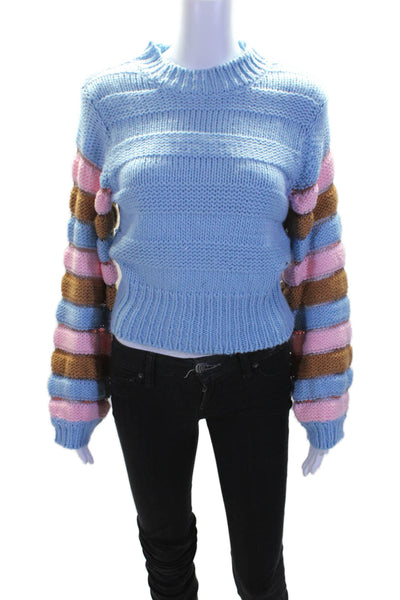 Pink Lily Womens Crew Neck Long Sleeve Thick Knit Sweater Blue Size Small