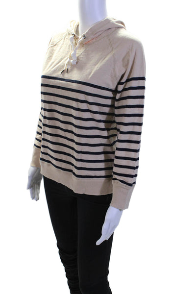 J Crew Collection Womens Striped Drawstring Hoodie White Size Small