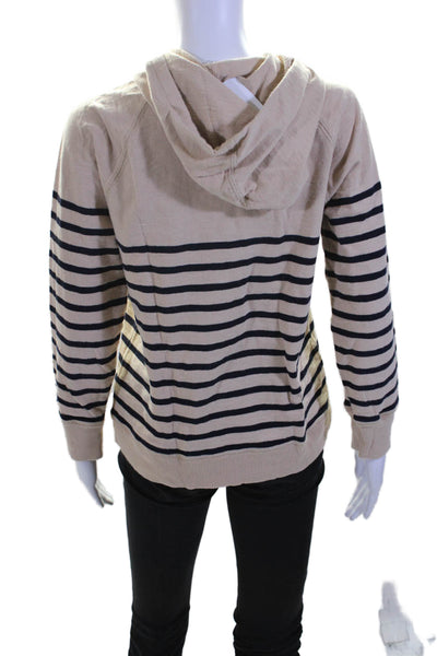 J Crew Collection Womens Striped Drawstring Hoodie White Size Small