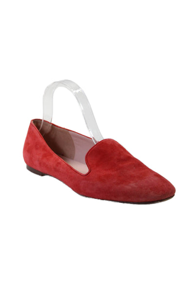 J Crew Collection Womens Slip On Flat Dress Shoes Leather Red Size 8.5 US