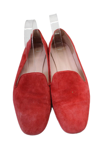 J Crew Collection Womens Slip On Flat Dress Shoes Leather Red Size 8.5 US