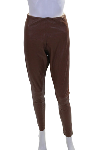 Commando Womens High Rise Faux Leather Ankle Leggings Brown Size Extra Large